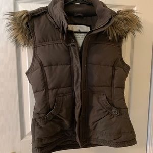 Abercrombie kids Brown Vest with fur hood